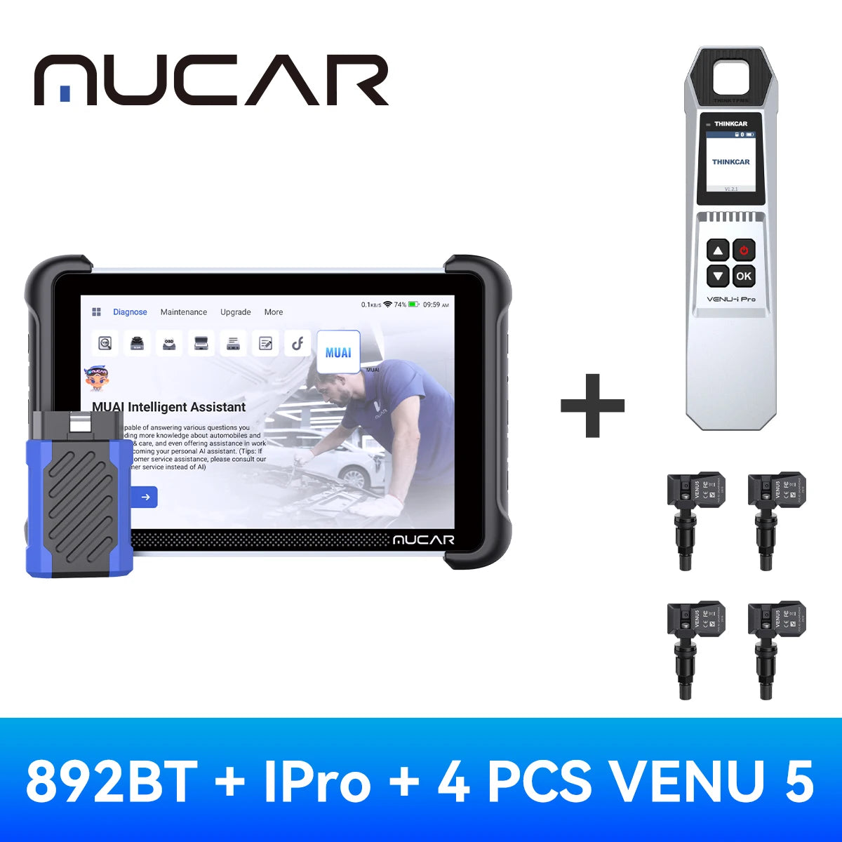 MUCAR 892BT Bi-directional ECU Coding Life Free Professional Car Diagnostic Tool CANFD DOIP 34 Resets Full Systems Obd2 Scanner