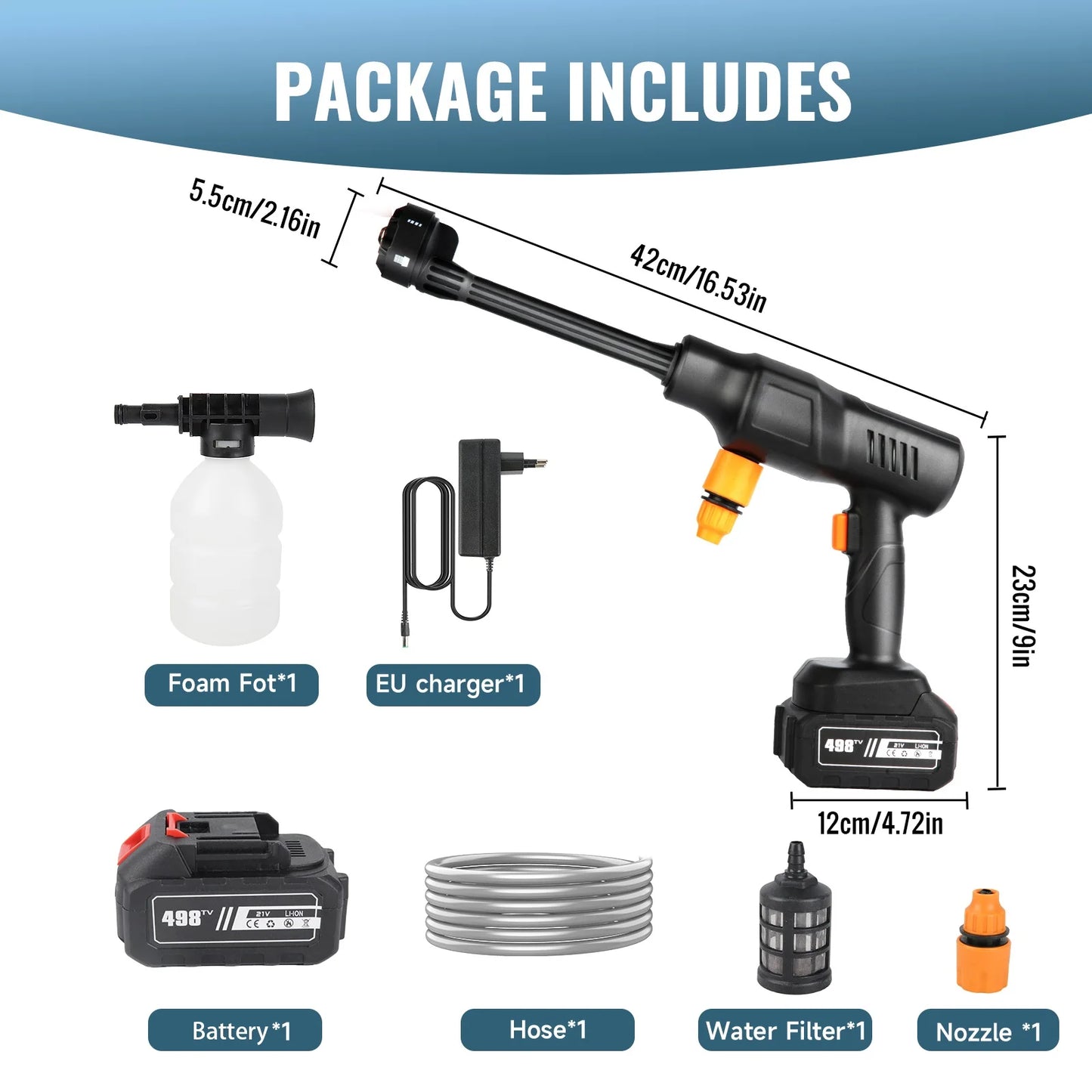 200BAR Nettoyeur Haute Pression 6-en-1 - Batterie Lithium Rechargeable
