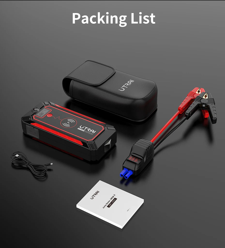 UTRAI 2500A Démarreur Batterie Portable - Charge Sans Fil 10W + Marteau Sécurité
