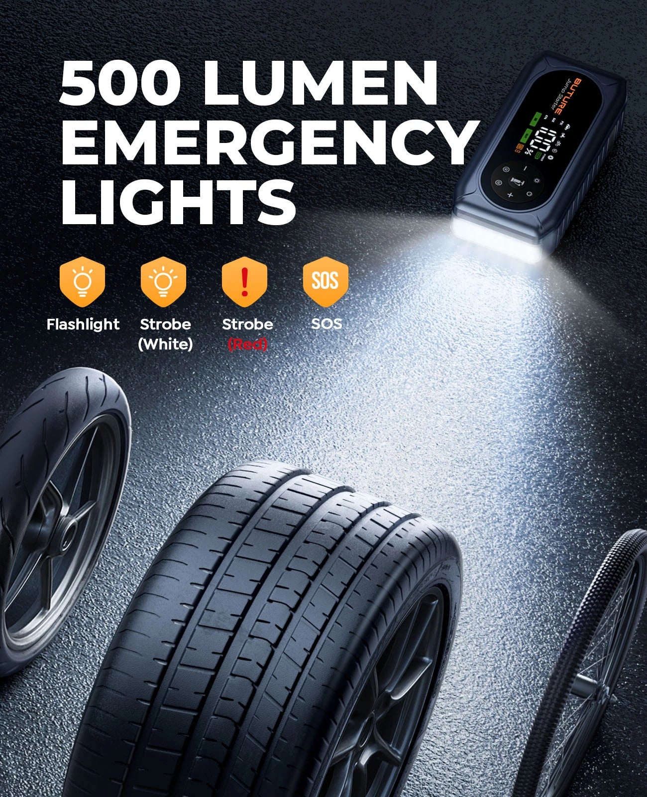 BUTURE 5500A Power Bank BC02 Car Jump Starter Portable 150PSI Air Pump Car Battery Emergency Boosters Car Starter