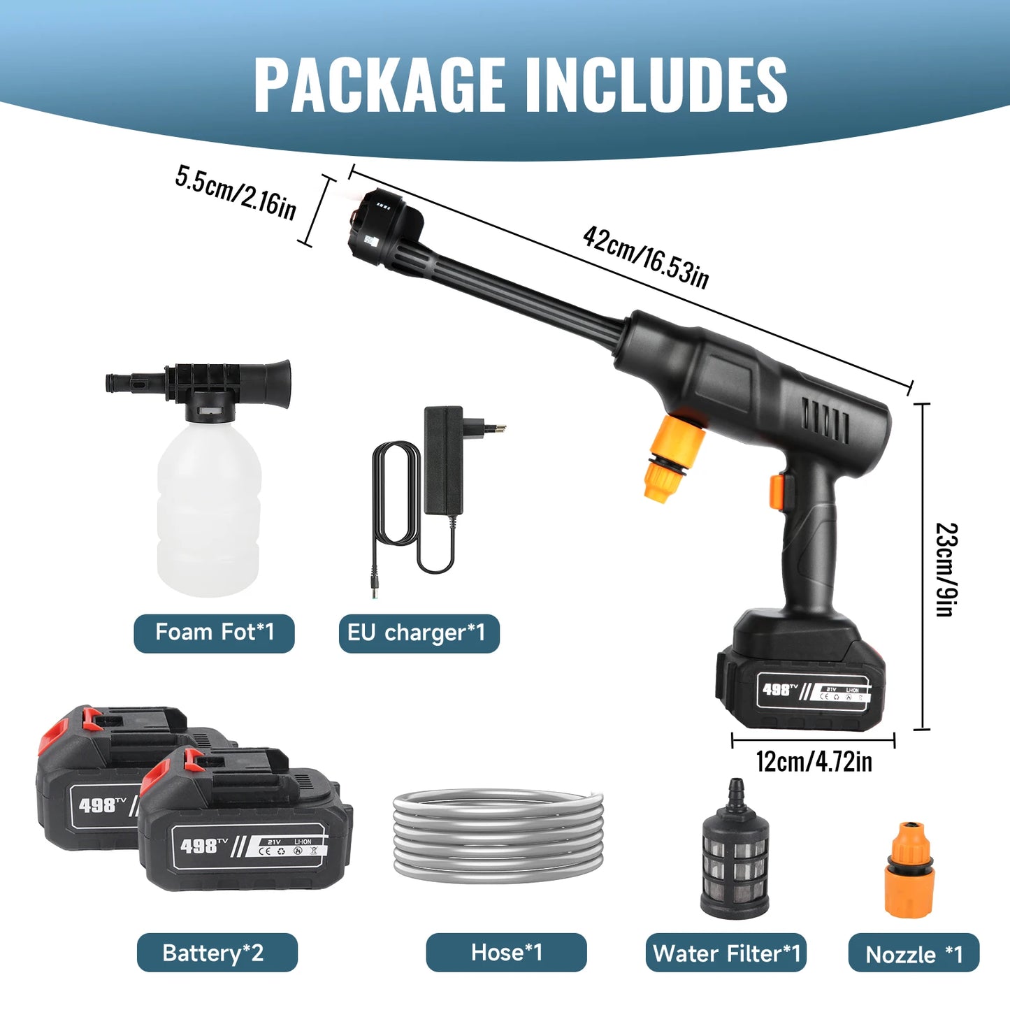 200BAR Nettoyeur Haute Pression 6-en-1 - Batterie Lithium Rechargeable