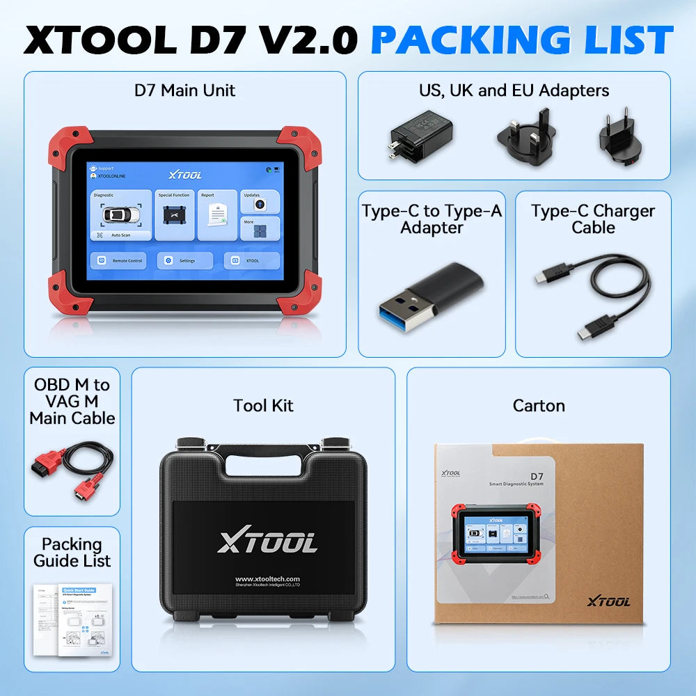 XTOOL D7 – Valise de diagnostic automobile OBD2 multimarque
