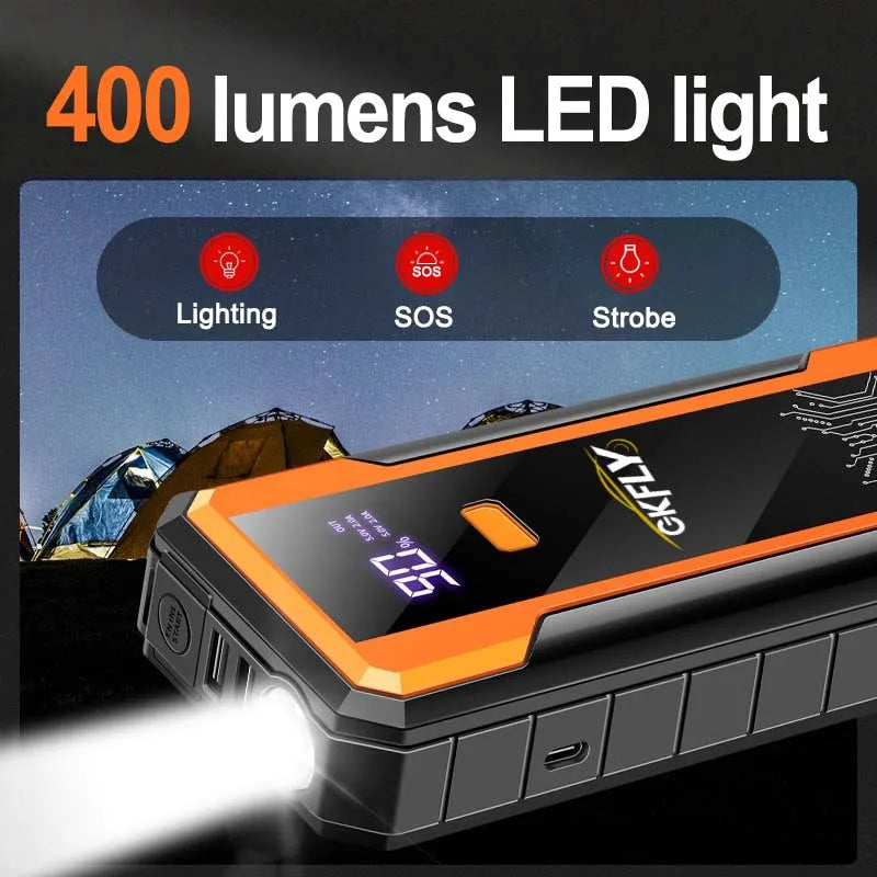 GKFLY 4000A Démarreur Batterie Portable - Booster Urgence 16000mAh