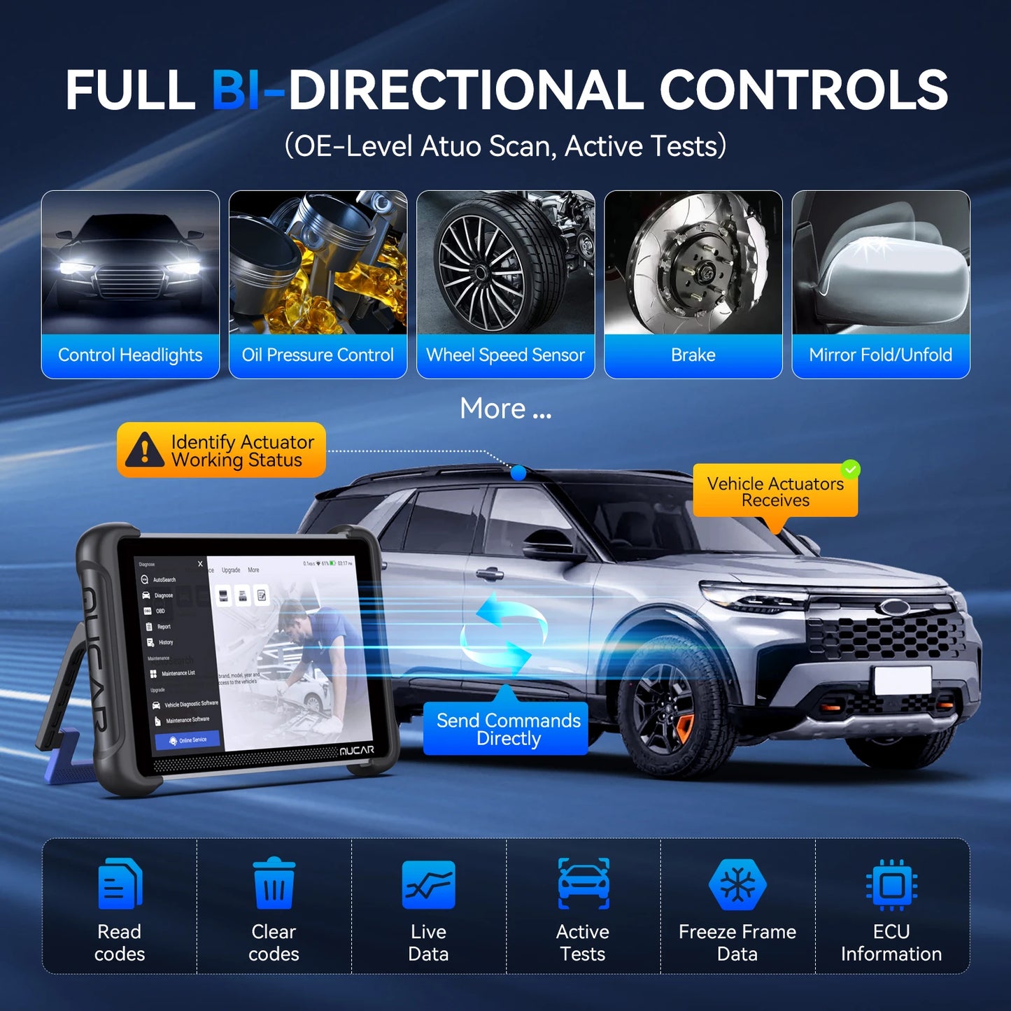 MUCAR 892BT Bi-directional ECU Coding Life Free Professional Car Diagnostic Tool CANFD DOIP 34 Resets Full Systems Obd2 Scanner