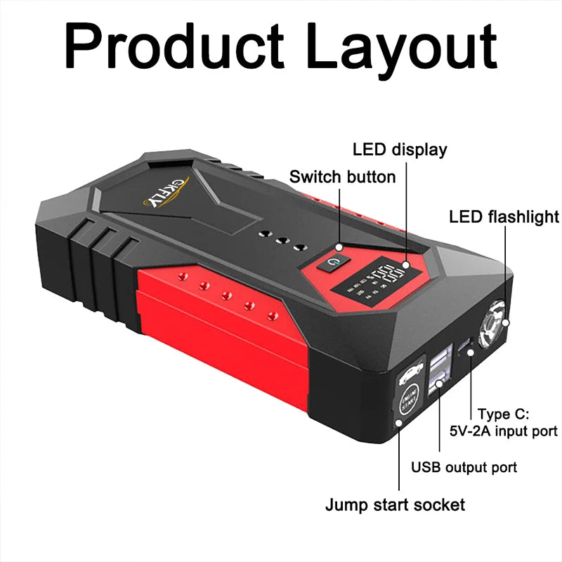 99800mAh Démarreur Batterie 5000A - Booster Portable Haute Capacité