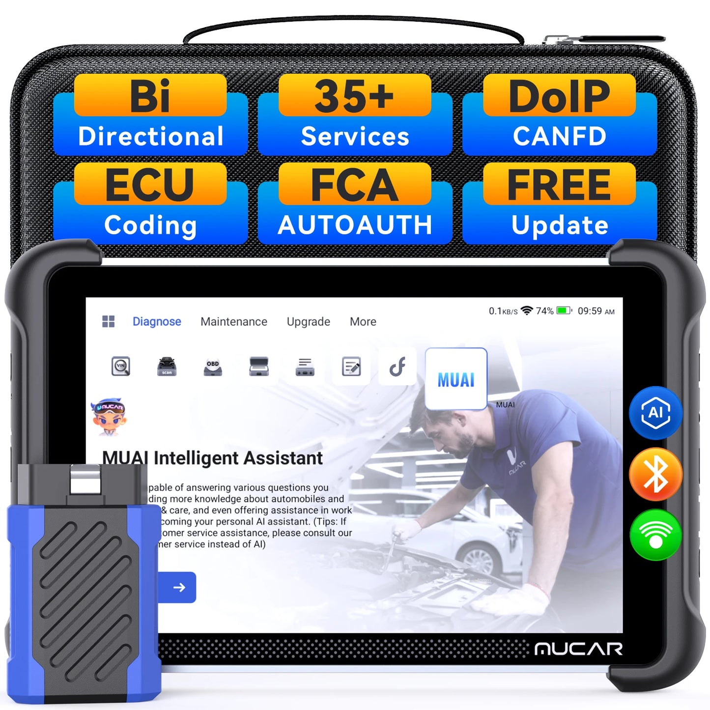 MUCAR 892BT Bi-directional ECU Coding Life Free Professional Car Diagnostic Tool CANFD DOIP 34 Resets Full Systems Obd2 Scanner