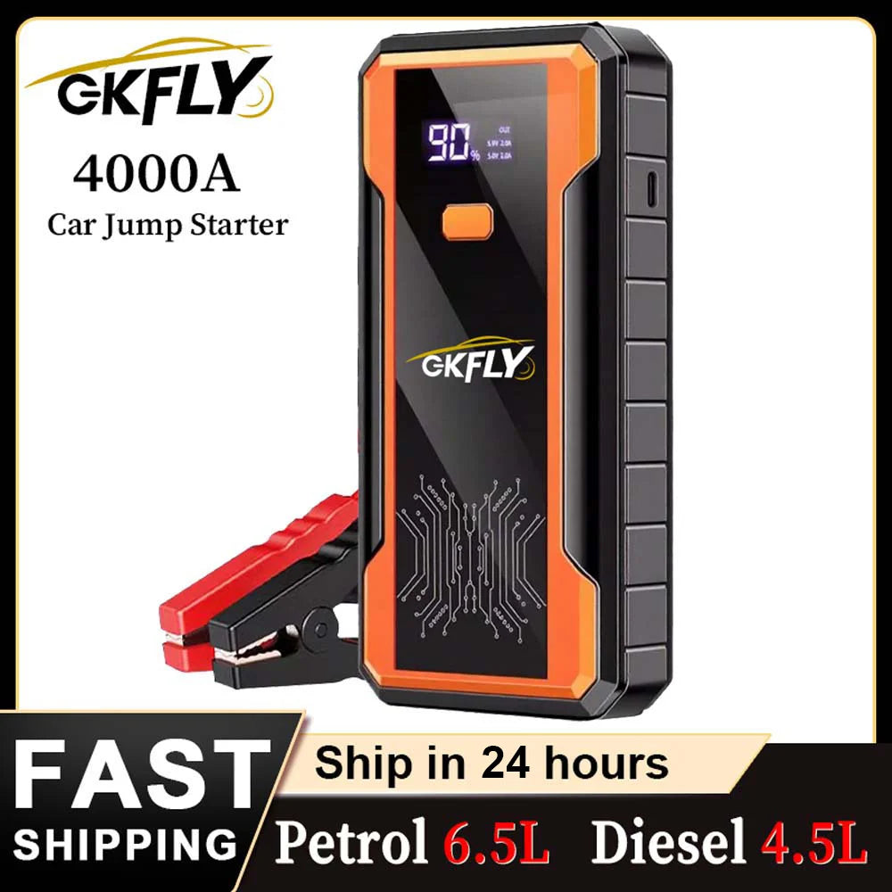 GKFLY 4000A Démarreur Batterie Portable - Booster Urgence 16000mAh