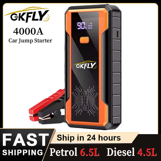 GKFLY 4000A Démarreur Batterie Portable - Booster Urgence 16000mAh