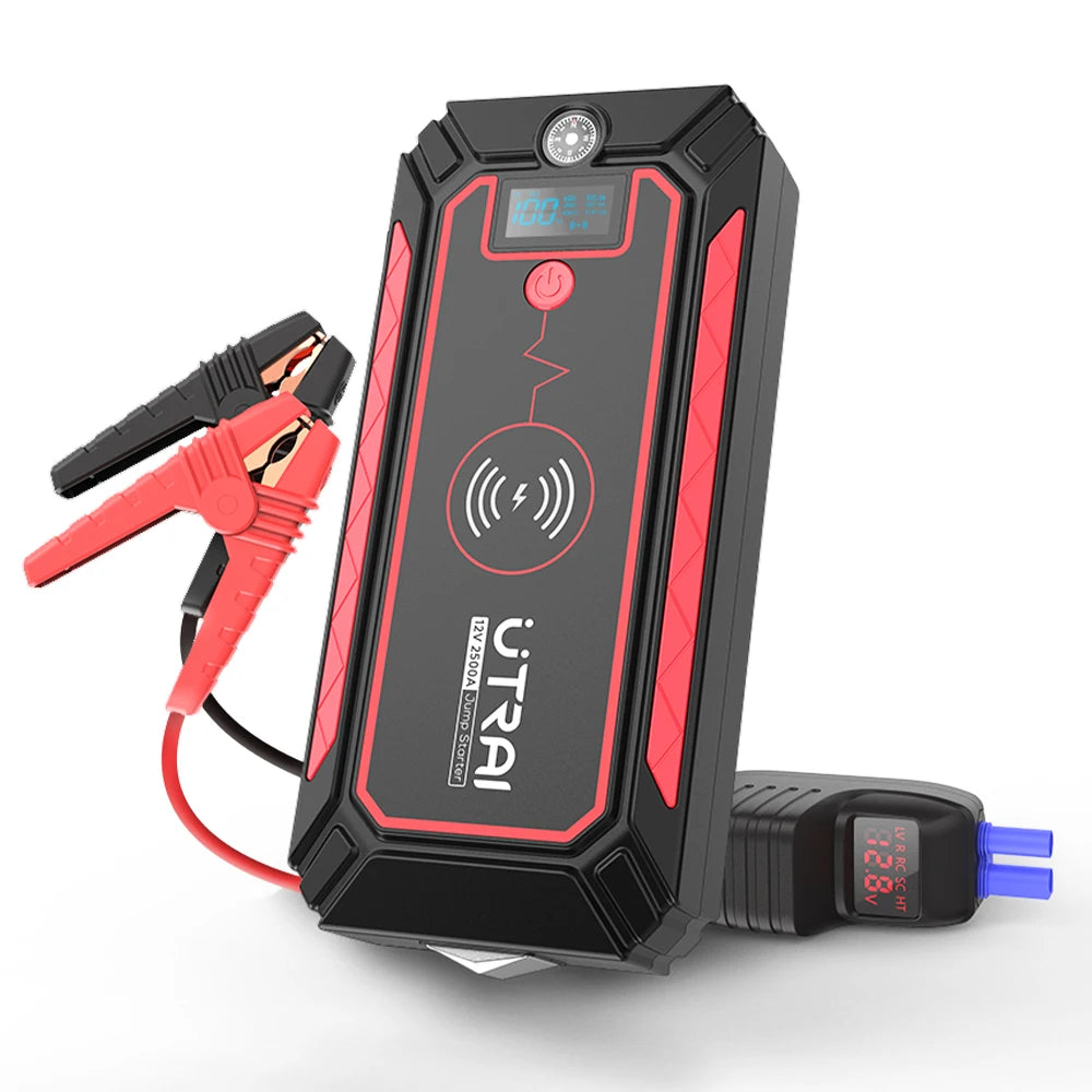 UTRAI 2500A Démarreur Batterie Portable - Charge Sans Fil 10W + Marteau Sécurité