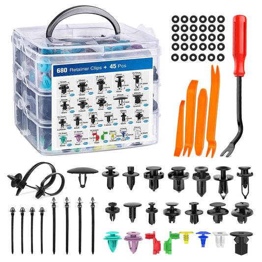 725 Clips Pare-chocs Auto - Kit Fixations Plastique Universel Toyota GM Ford Honda