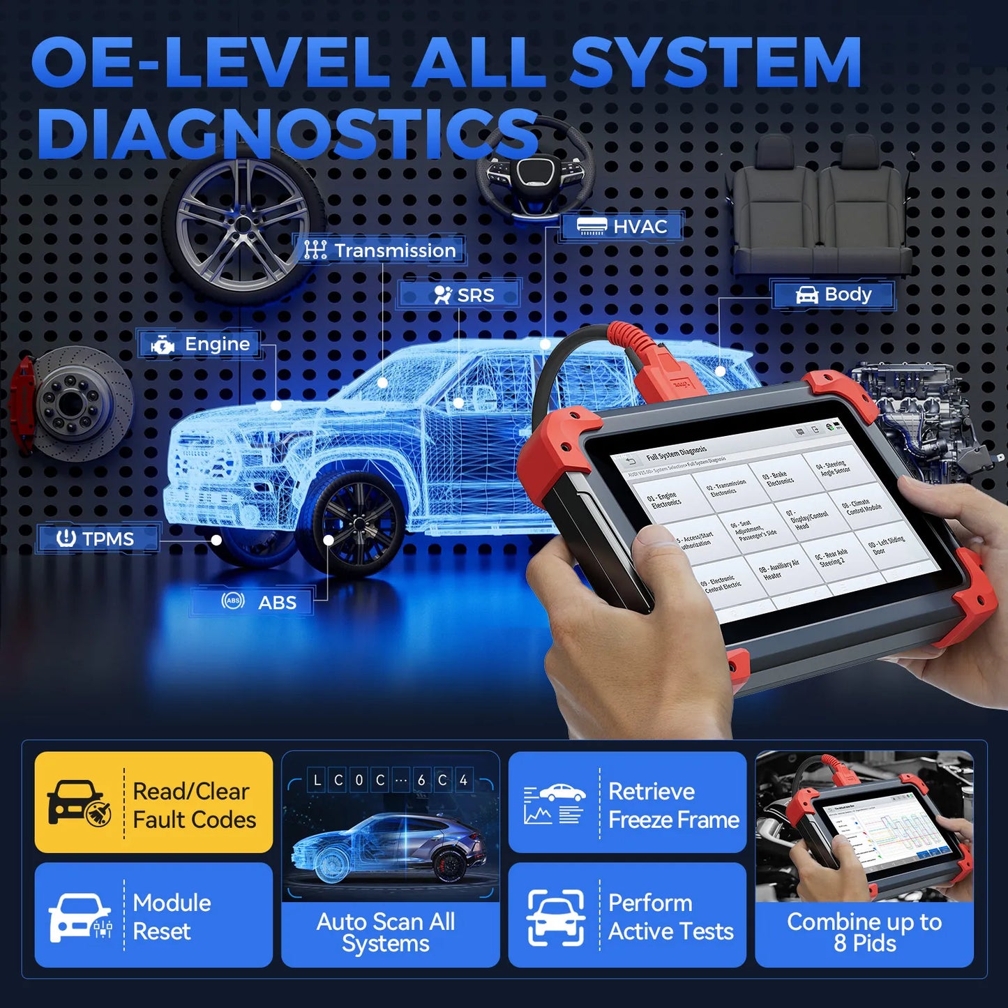 XTOOL D7 OBD2 Scanner Automotive Scanner 36+ Reset Key Programming FCA CANFD/DoIP All System Diagnosis ECU Coding 3 Years Update