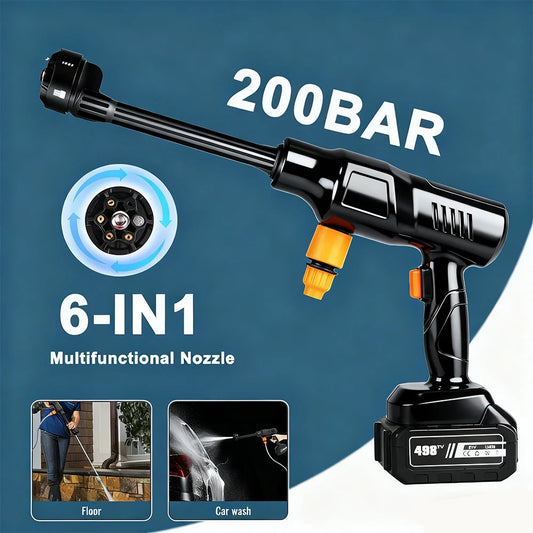 200BAR Nettoyeur Haute Pression 6-en-1 - Batterie Lithium Rechargeable