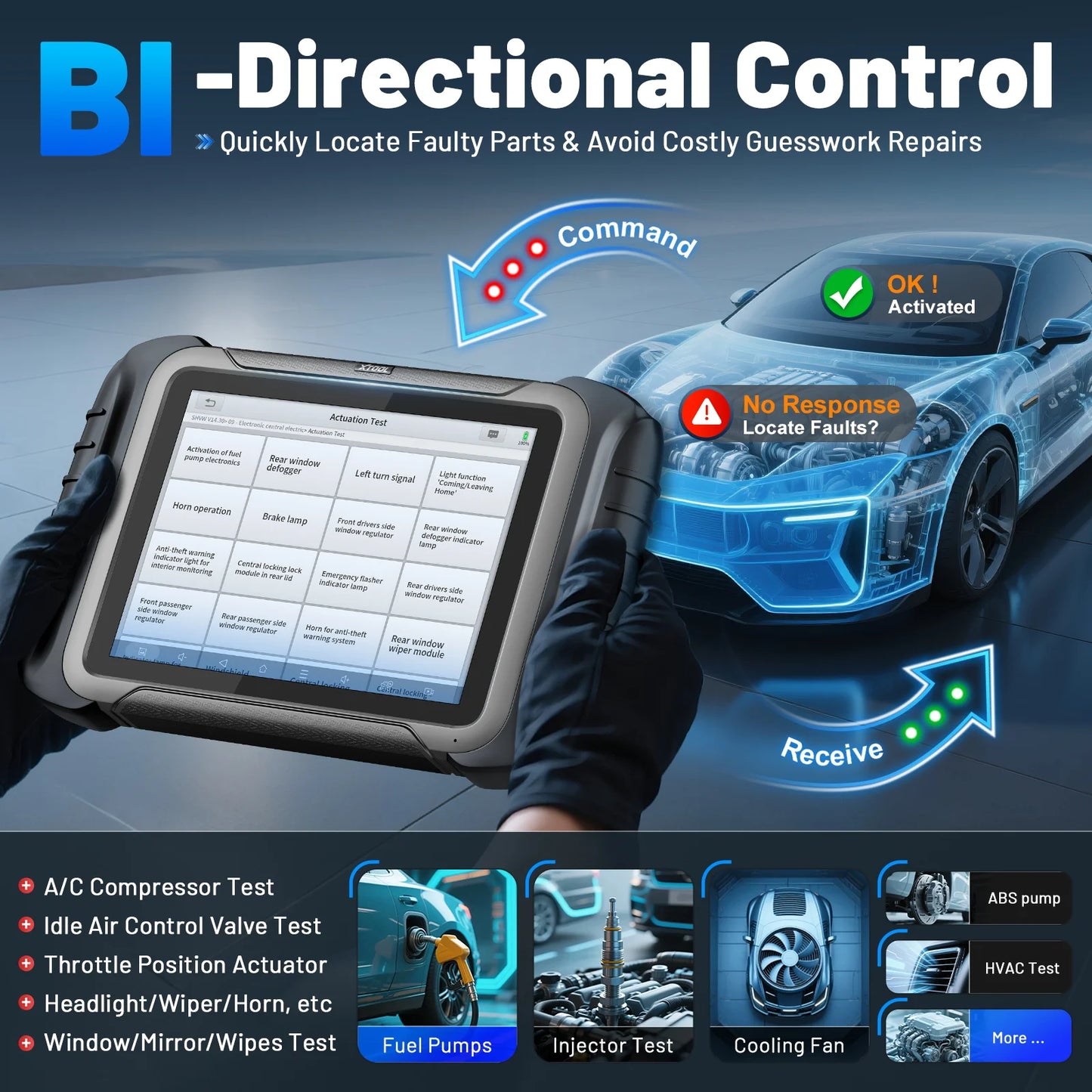 XTOOL D8S Scanner Diagnostic Auto OBD2 Bidirectionnel - Codage ECU 42+ Resets