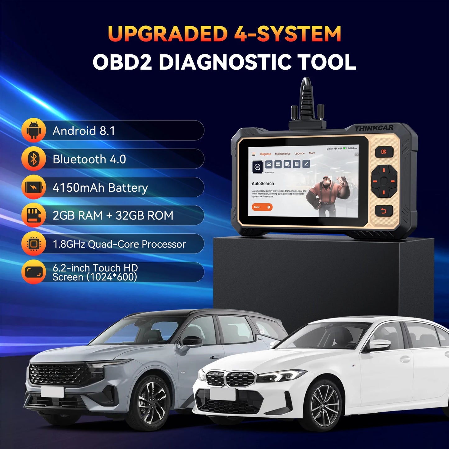 THINKCAR THINKSCAN 662 Bi-directional OBD2 Diagnostic Tool ECM/Transmission/ABS/SRS Diagnosis Scanner 12 Reset Lifetime Free