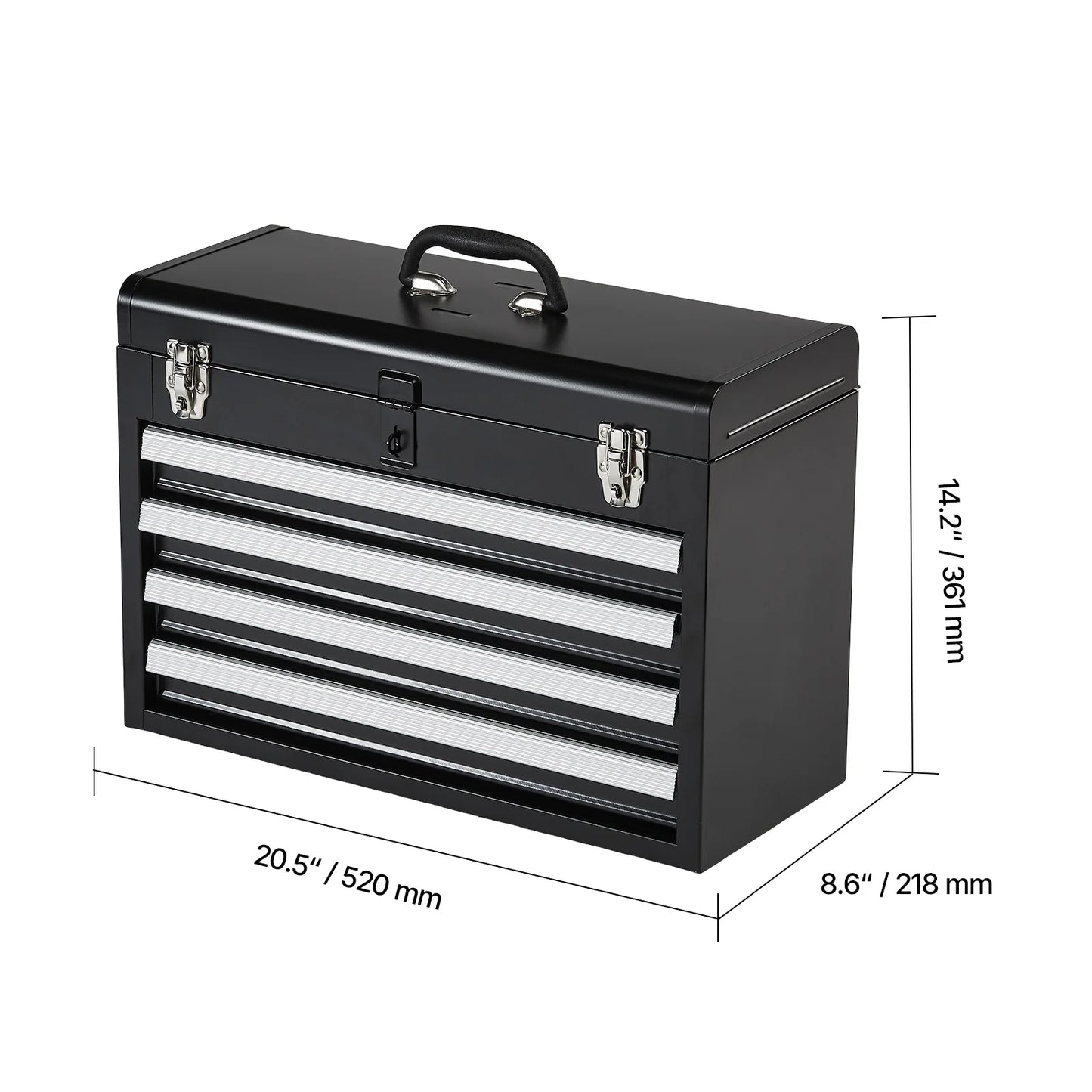 SucceBuy Boîte à Outils Métal 20.5" - 4 Tiroirs Verrouillables Portable