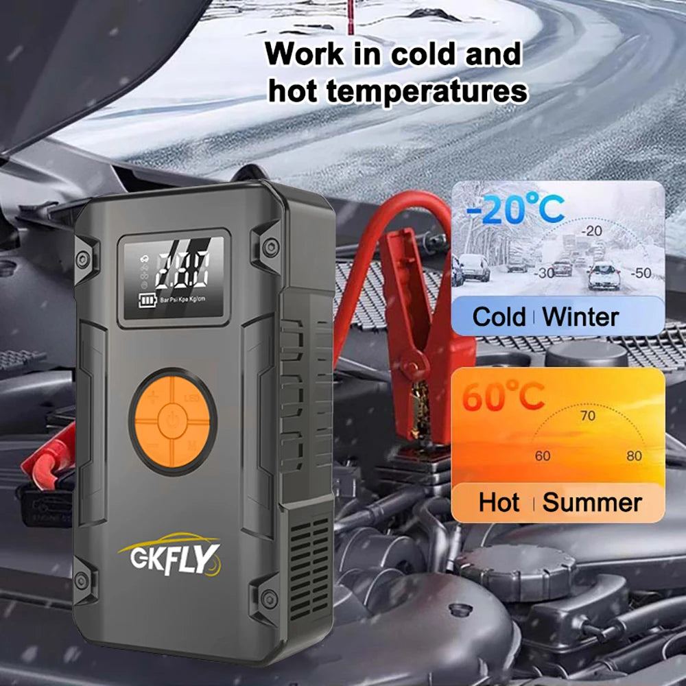 4-en-1 Démarreur Batterie 4000A + Compresseur 150PSI + Power Bank + Gonfleur